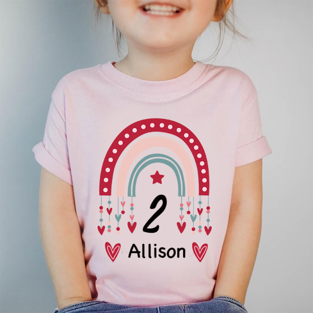 Personalized Girl Rainbow Birthday T-Shirt| Cloth1471