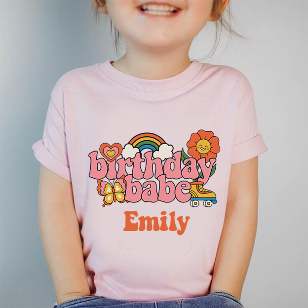 Personalized Girls Pink Retro Birthday T-Shirt| Cloth1422