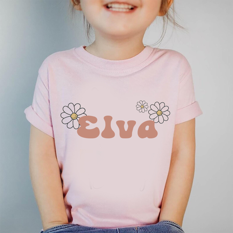 Personalized Girls Retro Cute Daisy T-Shirt| Cloth1425