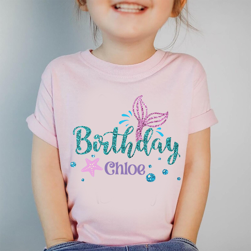 Personalized Girl Mermaid Birthday T-Shirt| Cloth1470