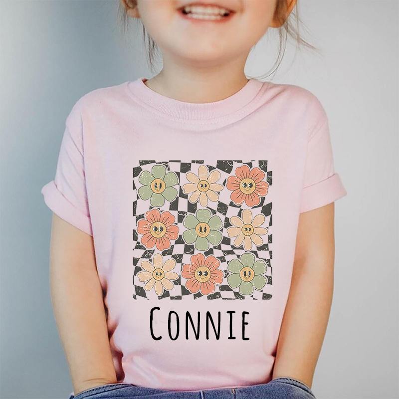 Personalized Girls Retro Flower T-Shirt| Cloth1422