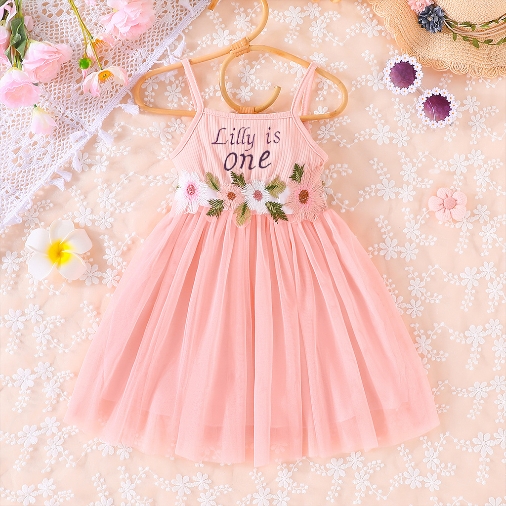 Personalized Girl Embroidered Cake Smash Dress| Dress13