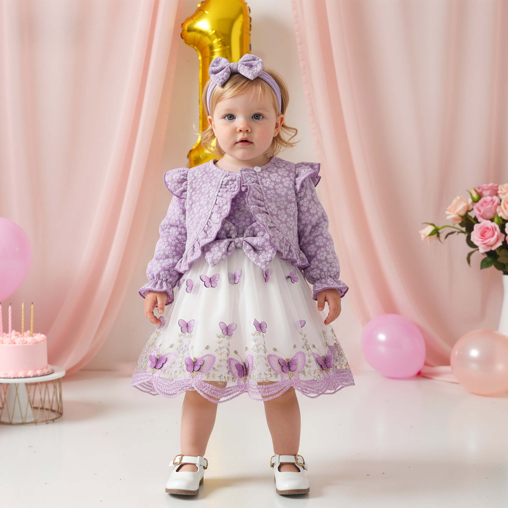 Personalized Girl  Floral Coat & Headband Casual Dress| Dress40