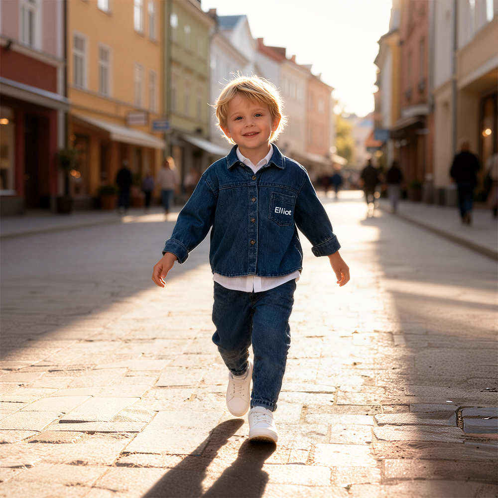 Personalized Kids Casual Denim Shirt and Pants| Cloth260