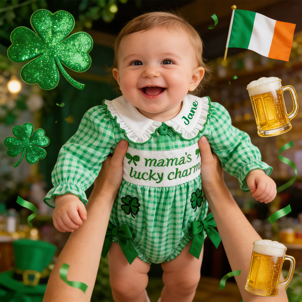 Personalized Baby Girl St. Patrick's Day Romper| BBcloth124