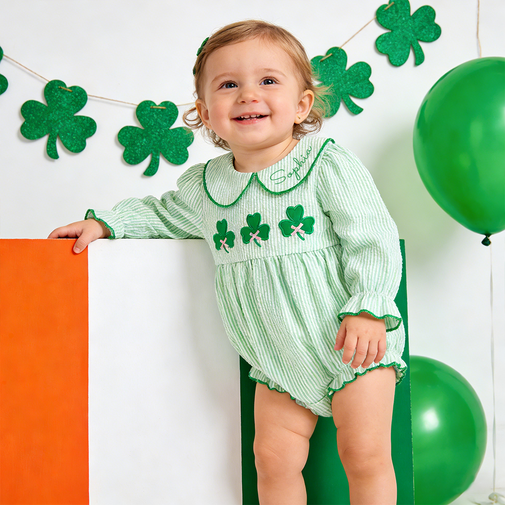 Personalized Baby Girl St. Patrick's Day Romper| BBcloth125