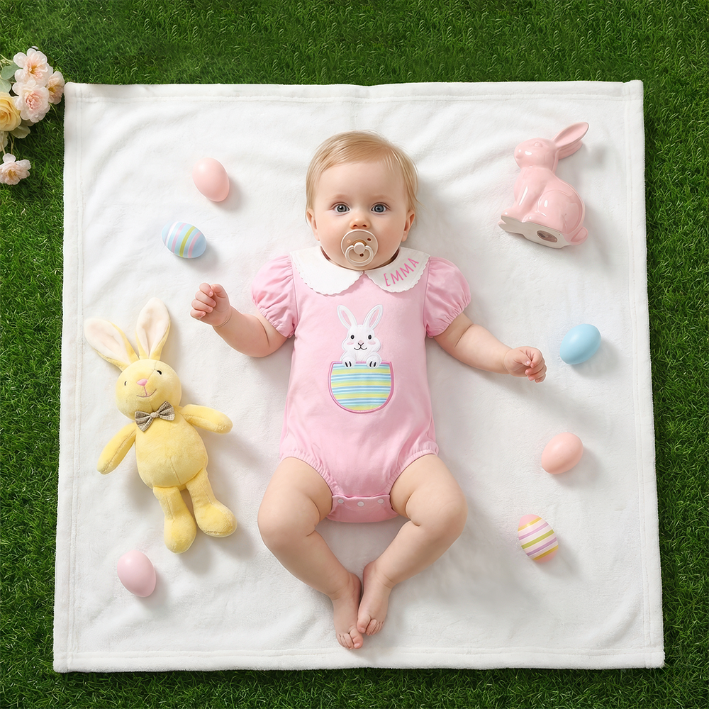 Personalized Baby Easter Bunny Romper| BBcloth126