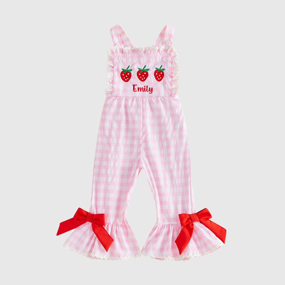 Personalized Girl Birthday Strawberry Overalls| Pants32