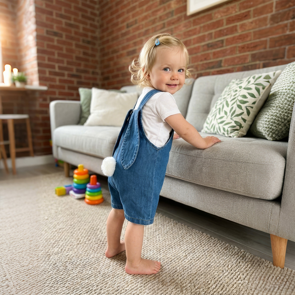 Personalized Kids Bunny Ears Demin Overalls| Pants34