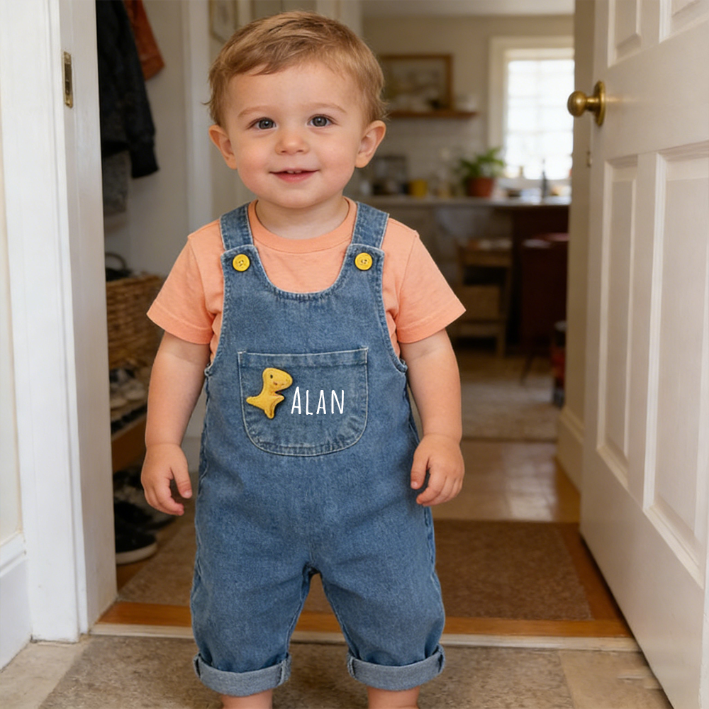 Personalized Boy Dinosaur Denim Overalls| Pants37