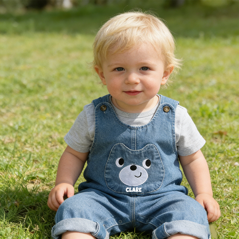 Personalized Baby Cute Bear Denim Overalls| Pants35