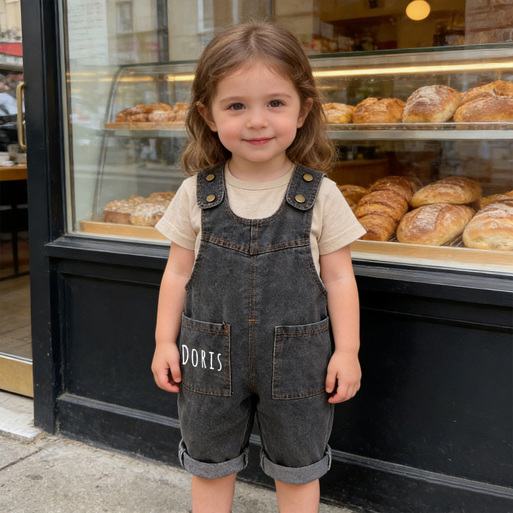 Personalized Kids Retro Denim Overalls| Pants41