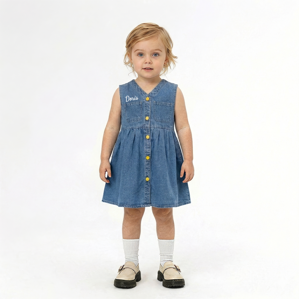 Personalized Girl Summer Denim Vest Dress| Dress70