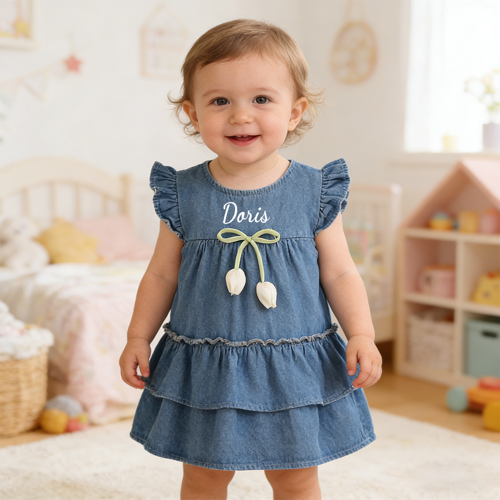 Personalized Baby Girl Summer Denim Dress| Dress75