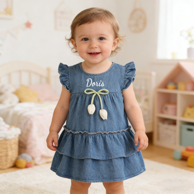 Personalized Baby Girl Summer Denim Dress| Dress75
