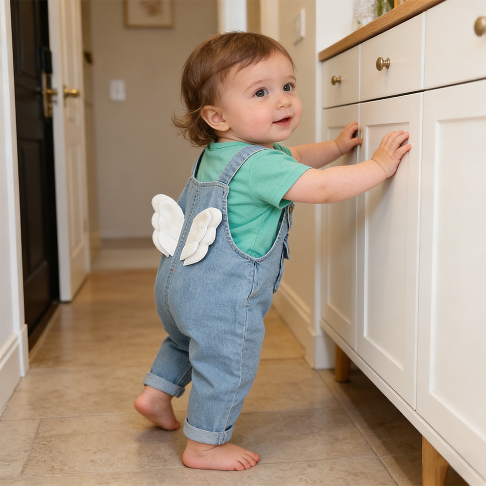 Personalized Kids Wing Patch Denim Overalls Set| Pants45