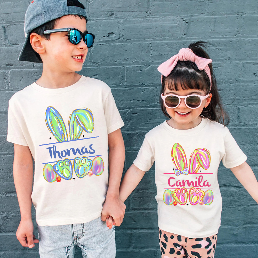 Personalized Kid Cozy Soft Easter Bunny T-Shirt | inTee13