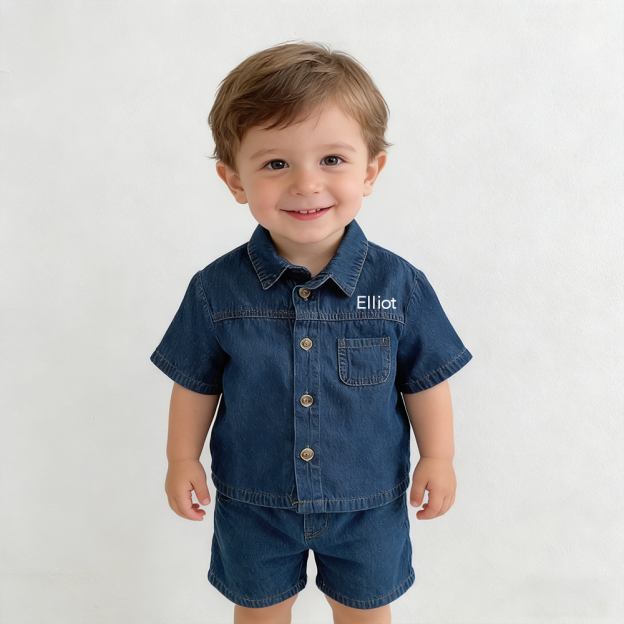 Personalized Boy Casual Denim Two-Piece Set| Cloth268