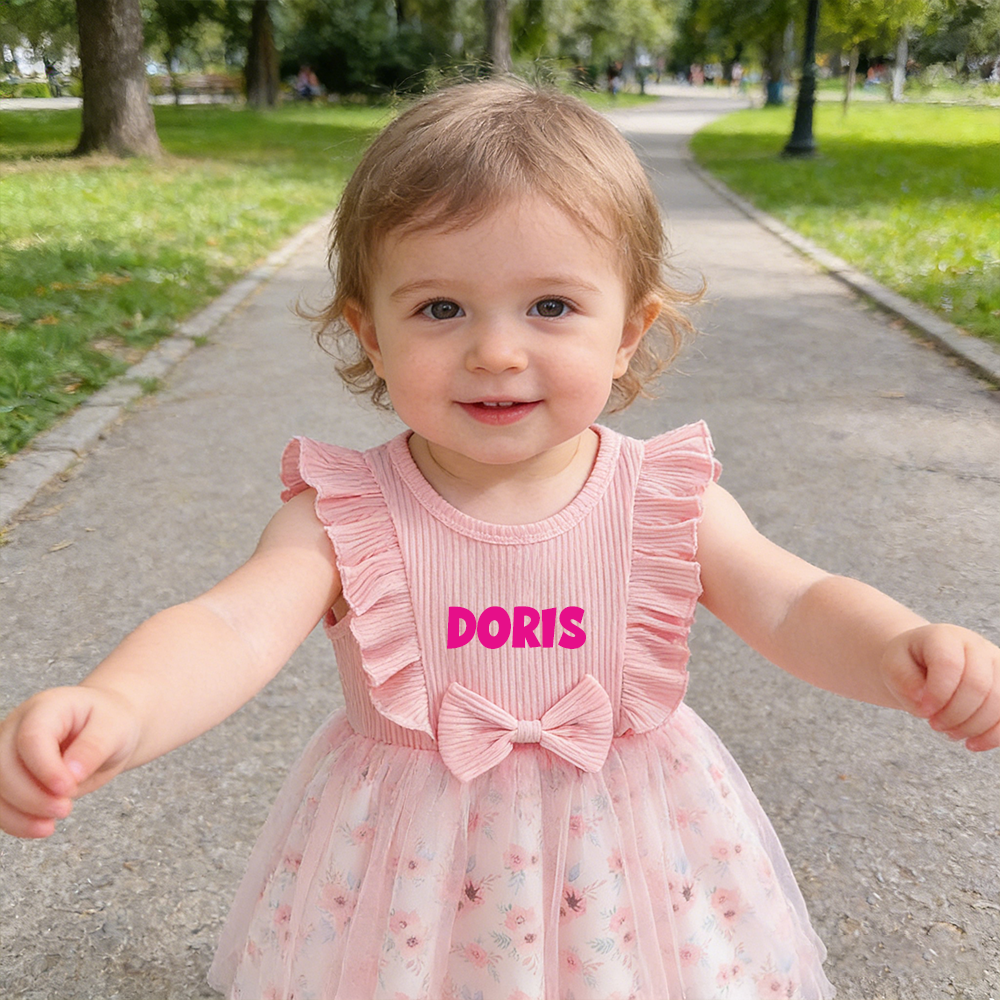 Personalized Girl Floral Dress With Bow| Dress81