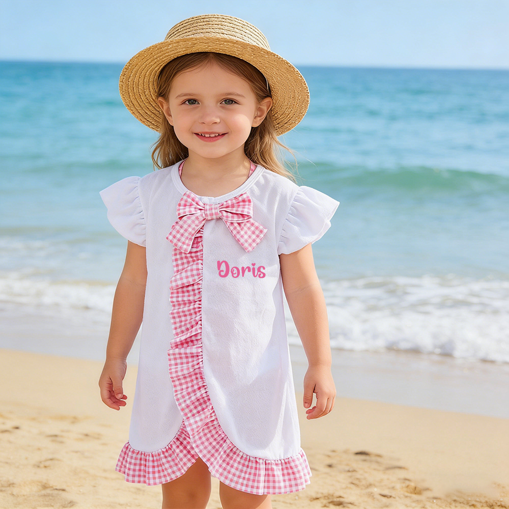 Personalized Girl Ruffle Beach Swim Cover Up| Swimsuit07