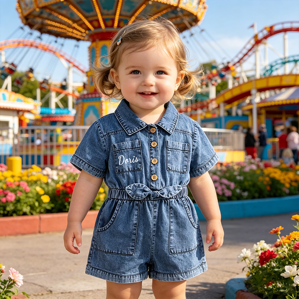 Personalized Girl Casual Denim Jumpsuit | cloth275