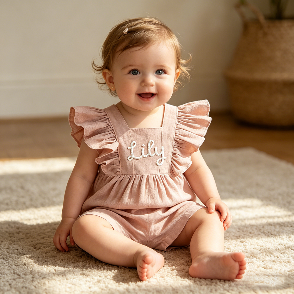 Personalized Baby Girl Hand Knitted Bubble Romper| BBcloth136