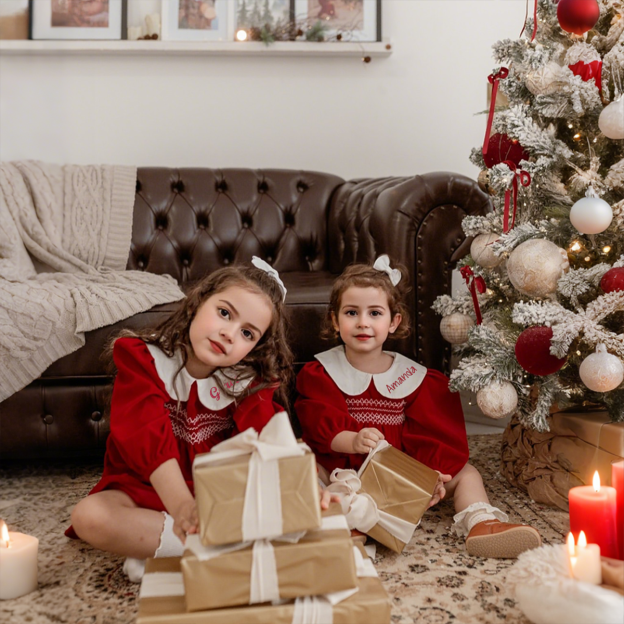 Personalized Girl Embroidered Christmas outfit| Cloth242