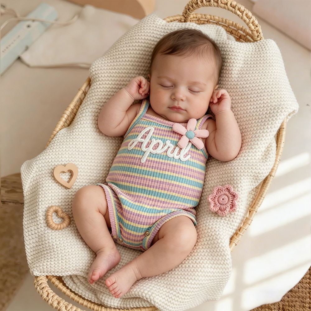 Personalized Baby Hand Knitted Summer Romper| BBcloth137