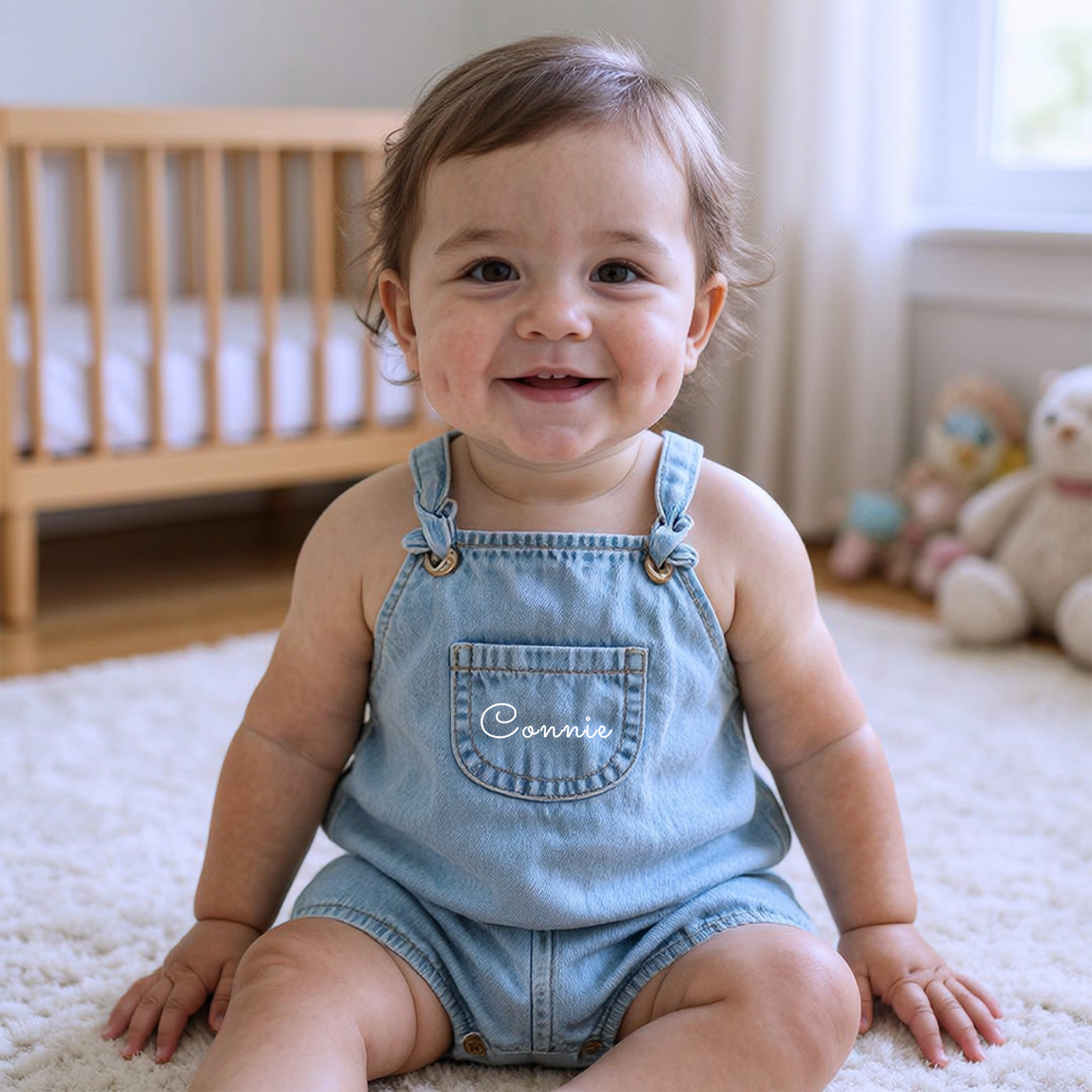 Personalized Denim Baby Overalls Romper| BBcloth141