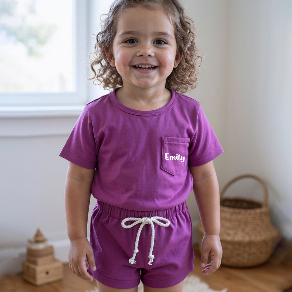 Personalized Kid Casual Top and Shorts Set| BBcloth143