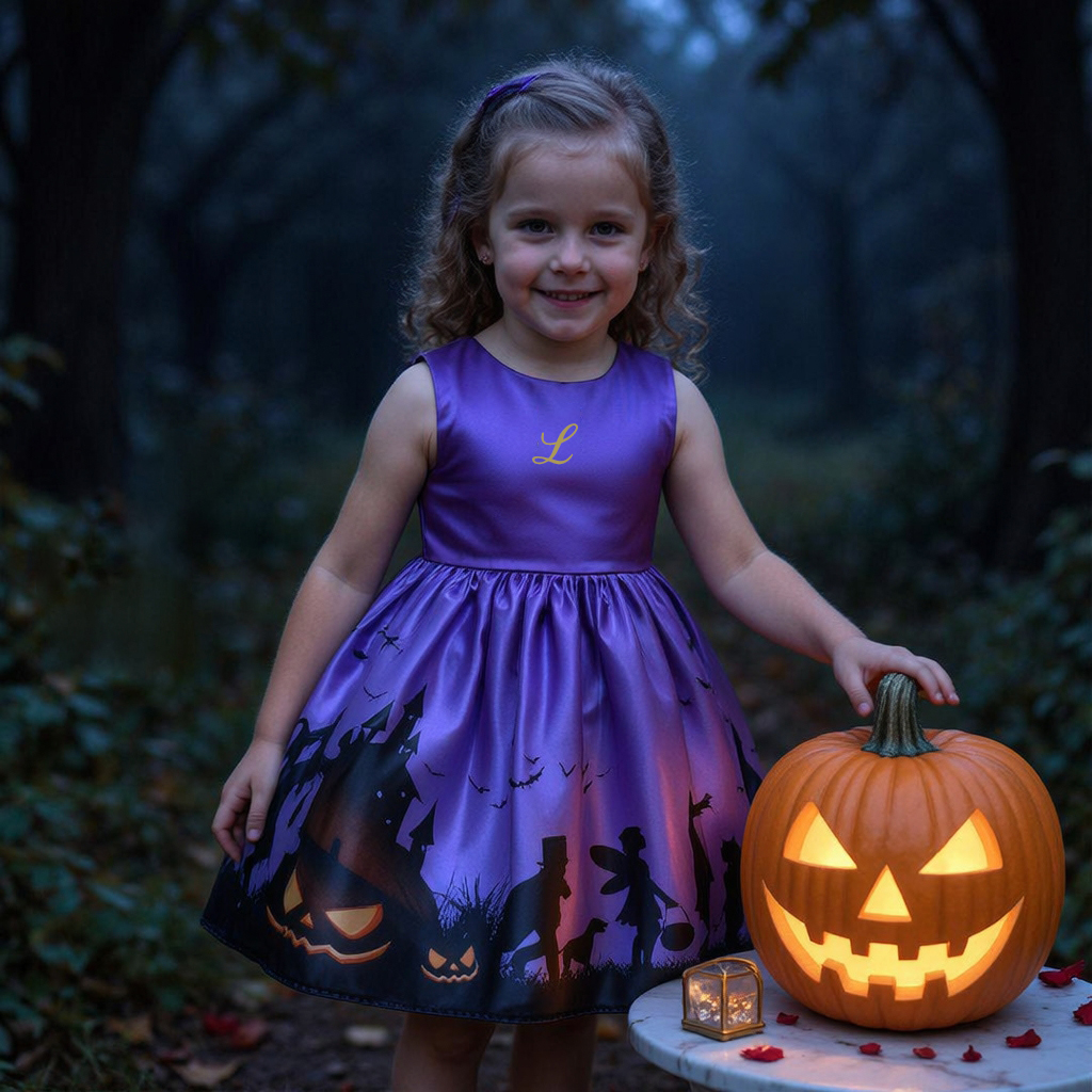 Personalized Girl Halloween Witch Costume Party Dress| YESHalloween16