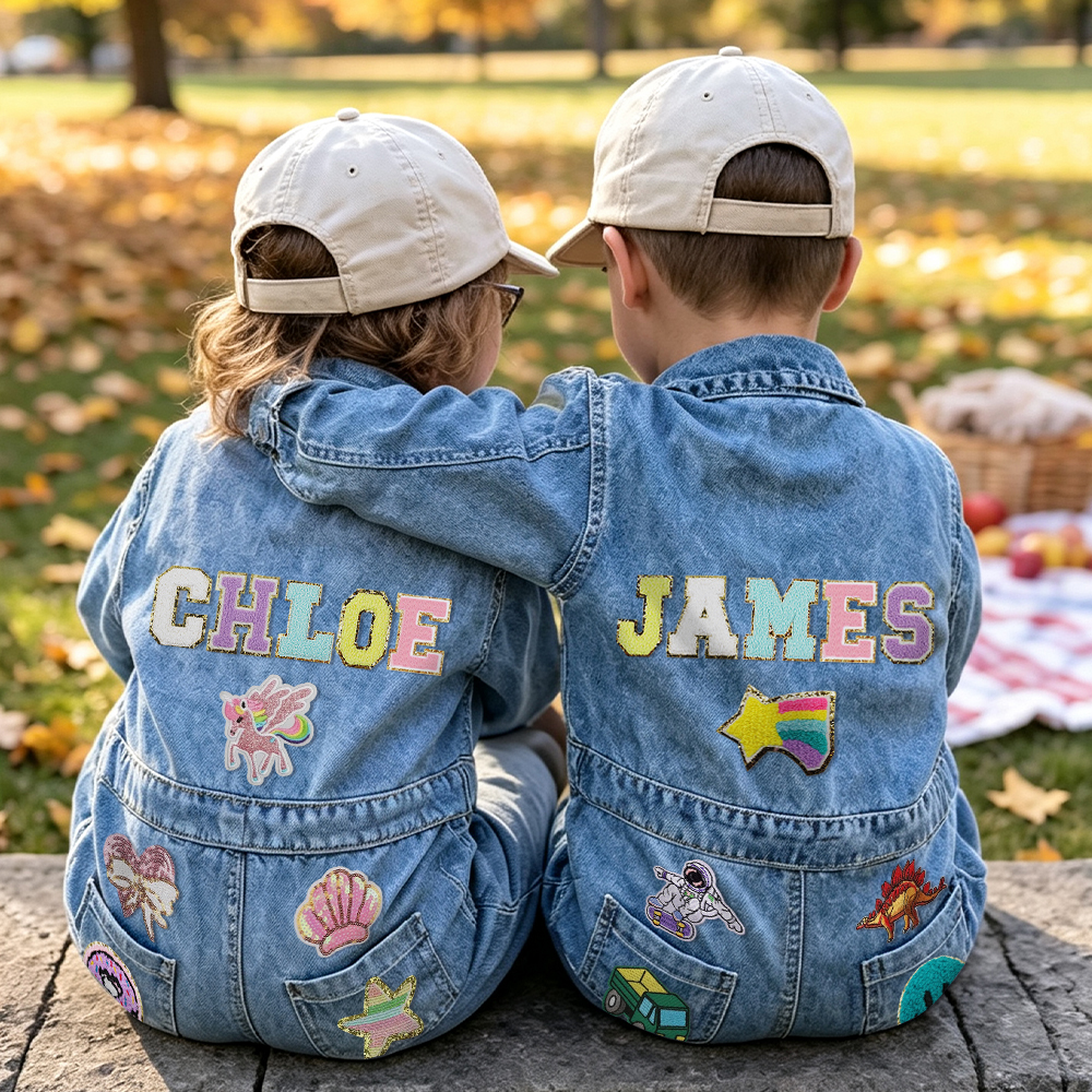 Personalized Baby Hand Patch Oversized Denim Jumpsuit| Pants61
