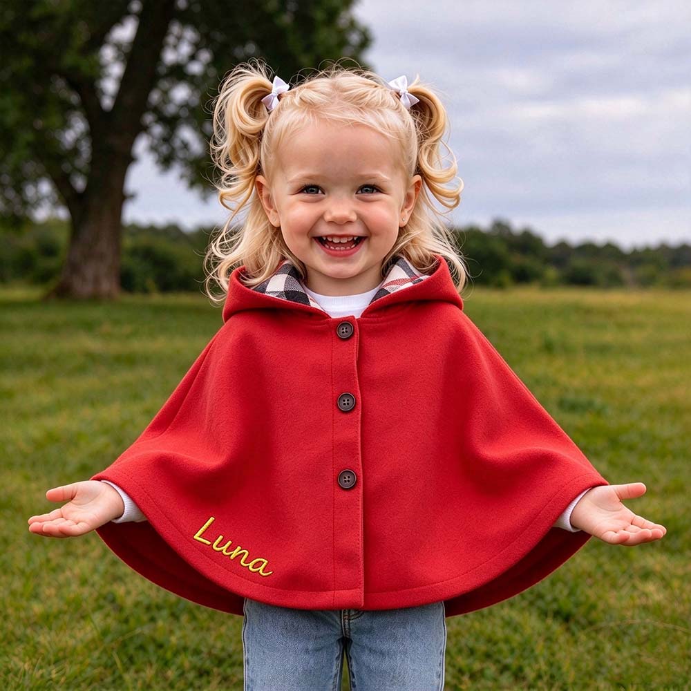 Personalized Embroidered Kids Winter Warm Cape | Cloth296