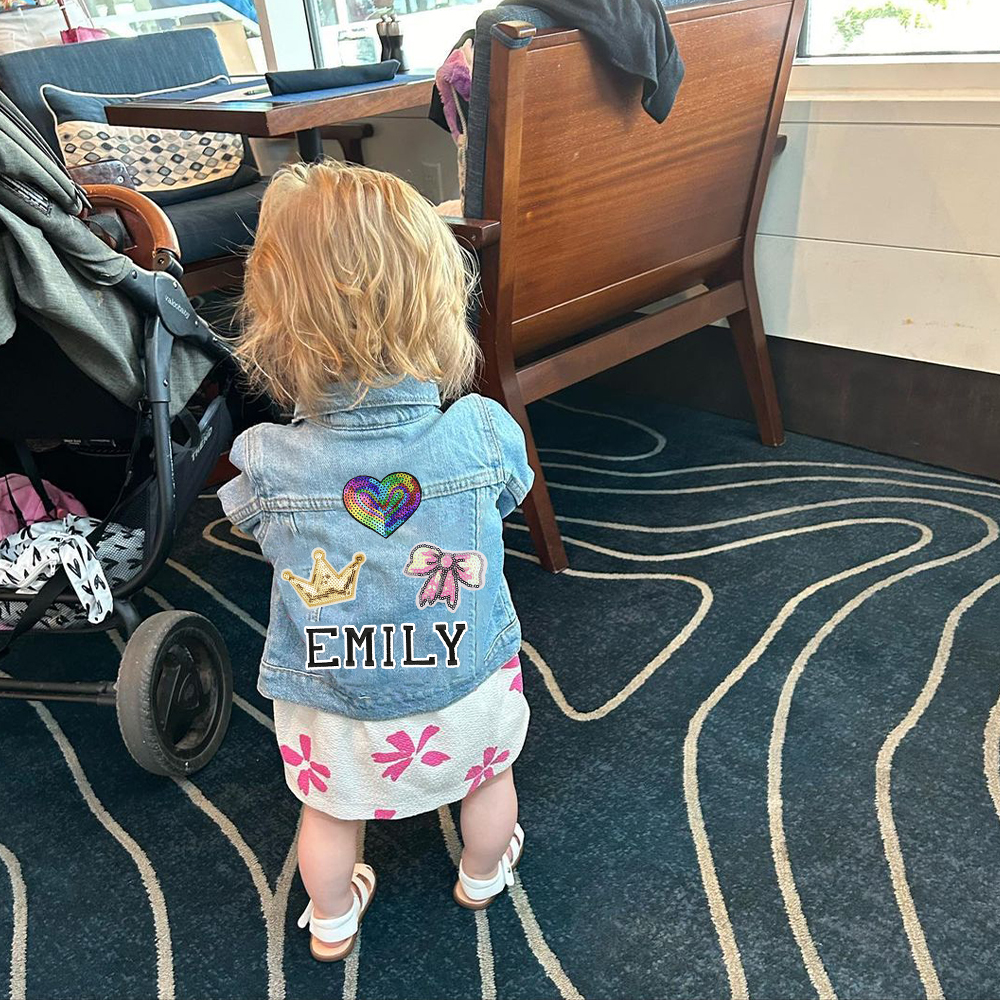 Personalized Girls Denim Patch Jacket| Cloth179