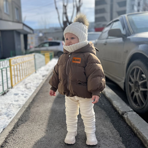 Personalized Kids Winter Thicken Warm Leather Hooded Jacket| Cloth204