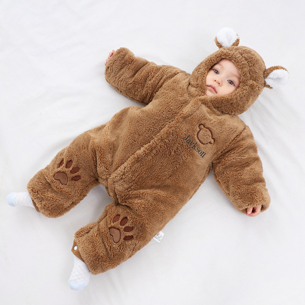 Personalized Unisex Baby Bear Fleece Jumpsuit| BBCloth77