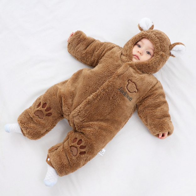 Personalized Unisex Baby Bear Fleece Jumpsuit| BBCloth77