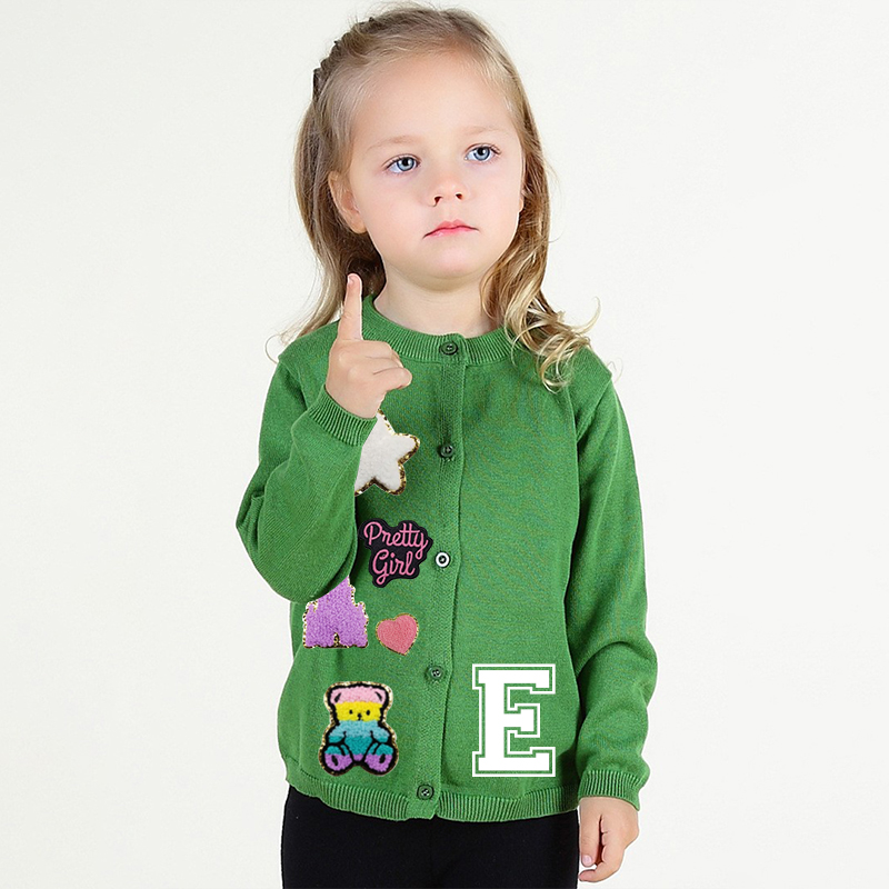 Personalized Hand Patch Color Kids Button Cardigan | inSweater07