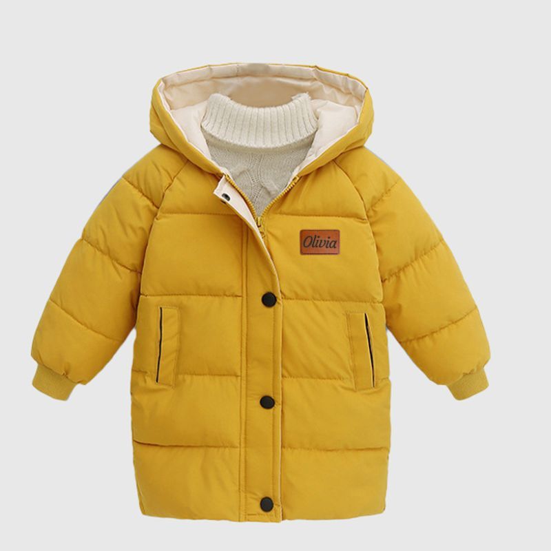Personalized Kid Leather Patch Winter Thickened Warm Jacket| Cloth211