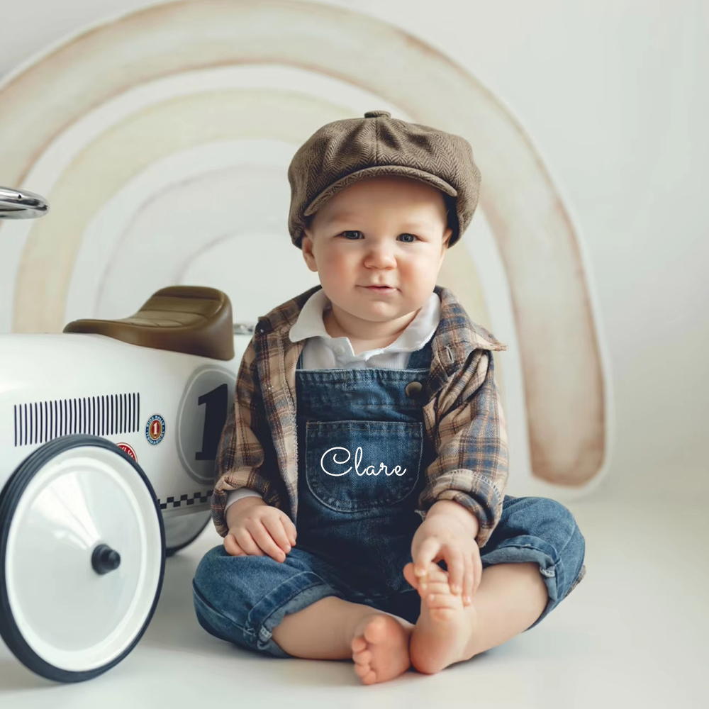 Personalized Kids Denim Overalls| Pants05