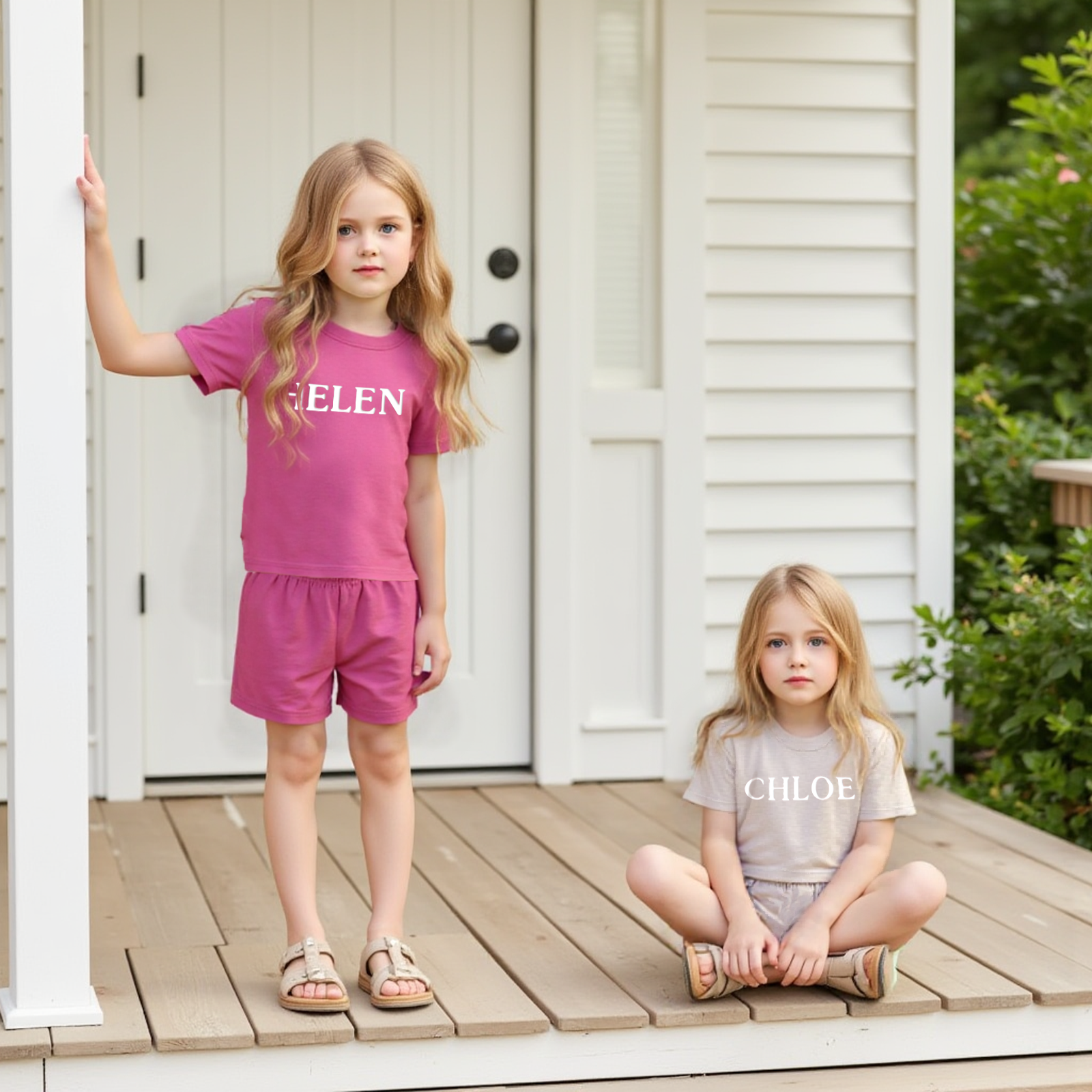 Personalized Kid Summer Puff Name T-Shirt and Shorts Set| Cloth232