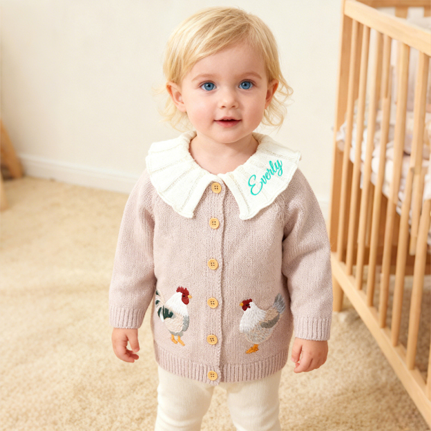 Personalized Baby Embroidered Chick Cardigan| BBcloth102