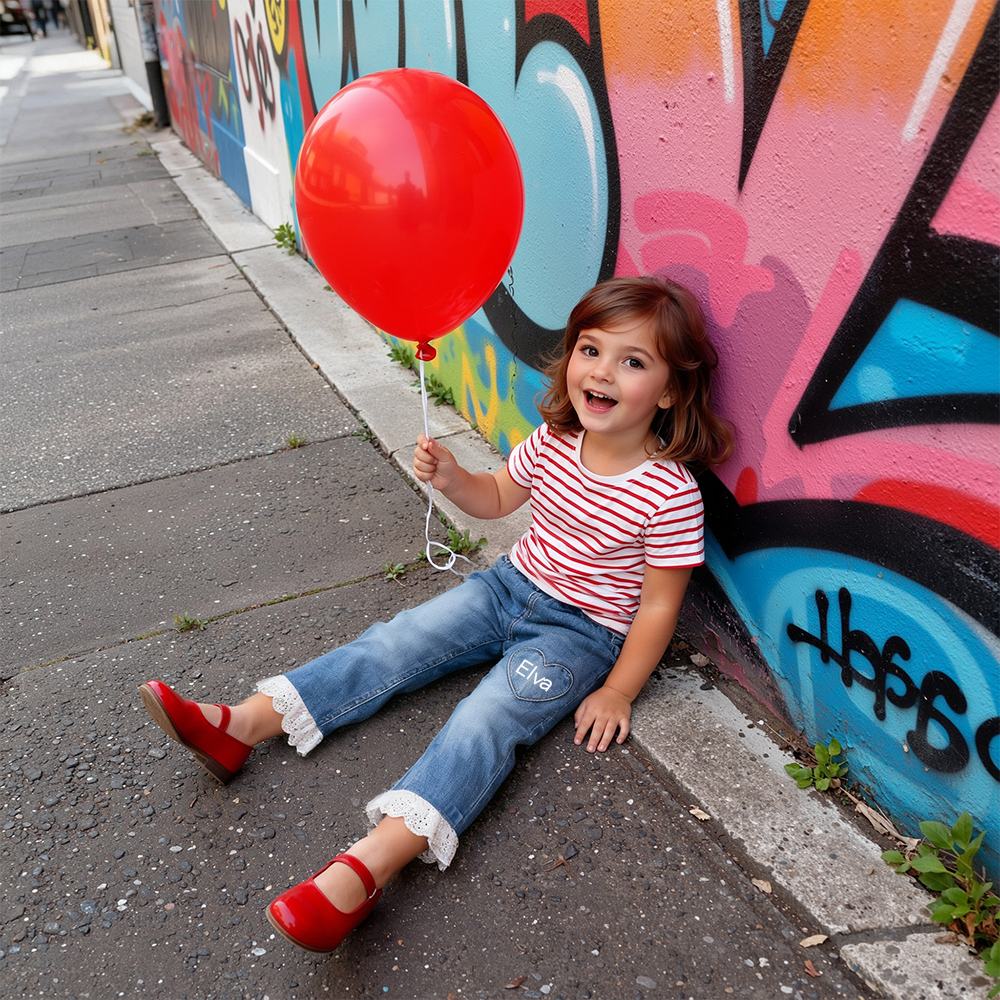 Personalized Girl Denim Jeans with Lace and Heart| Pants24