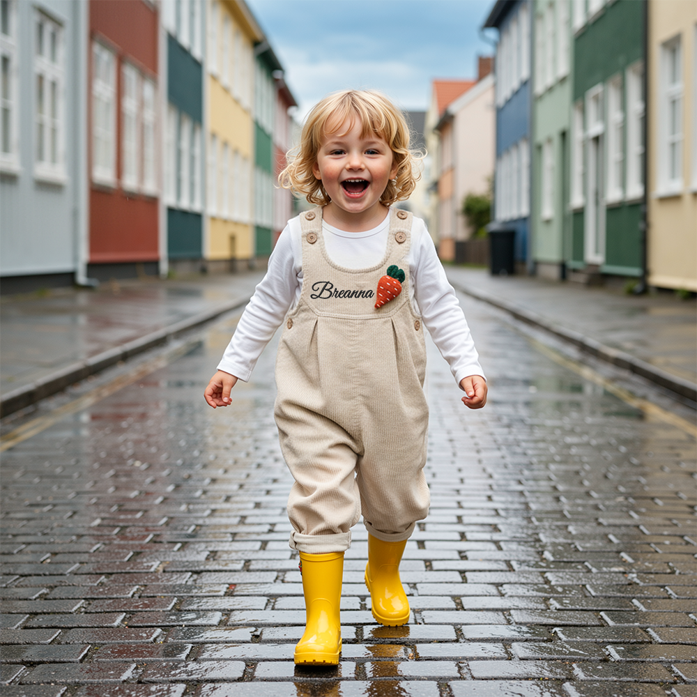 Personalized Kids Embroidered Corduroy Overalls| Pants26