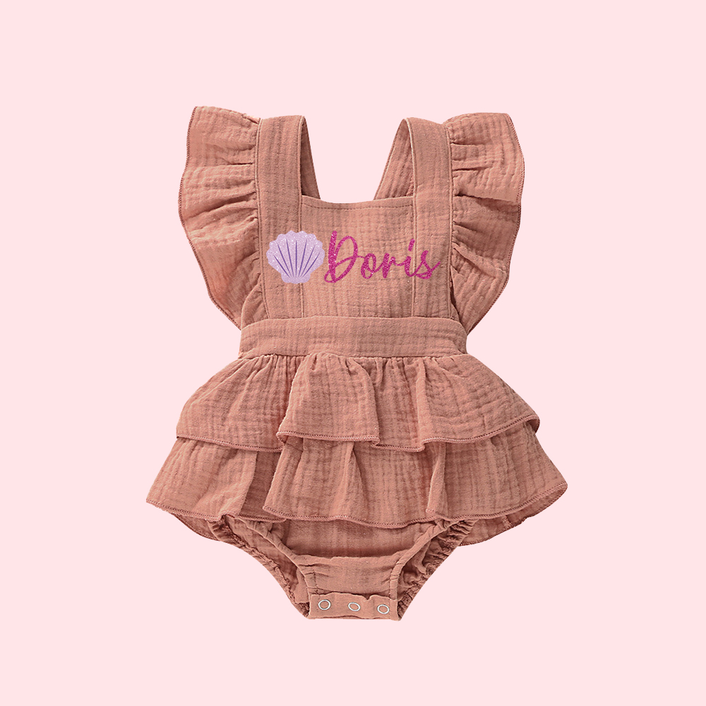 Personalized Baby Girl Mermaid Birthday Ruffle Romper| BBCloth92