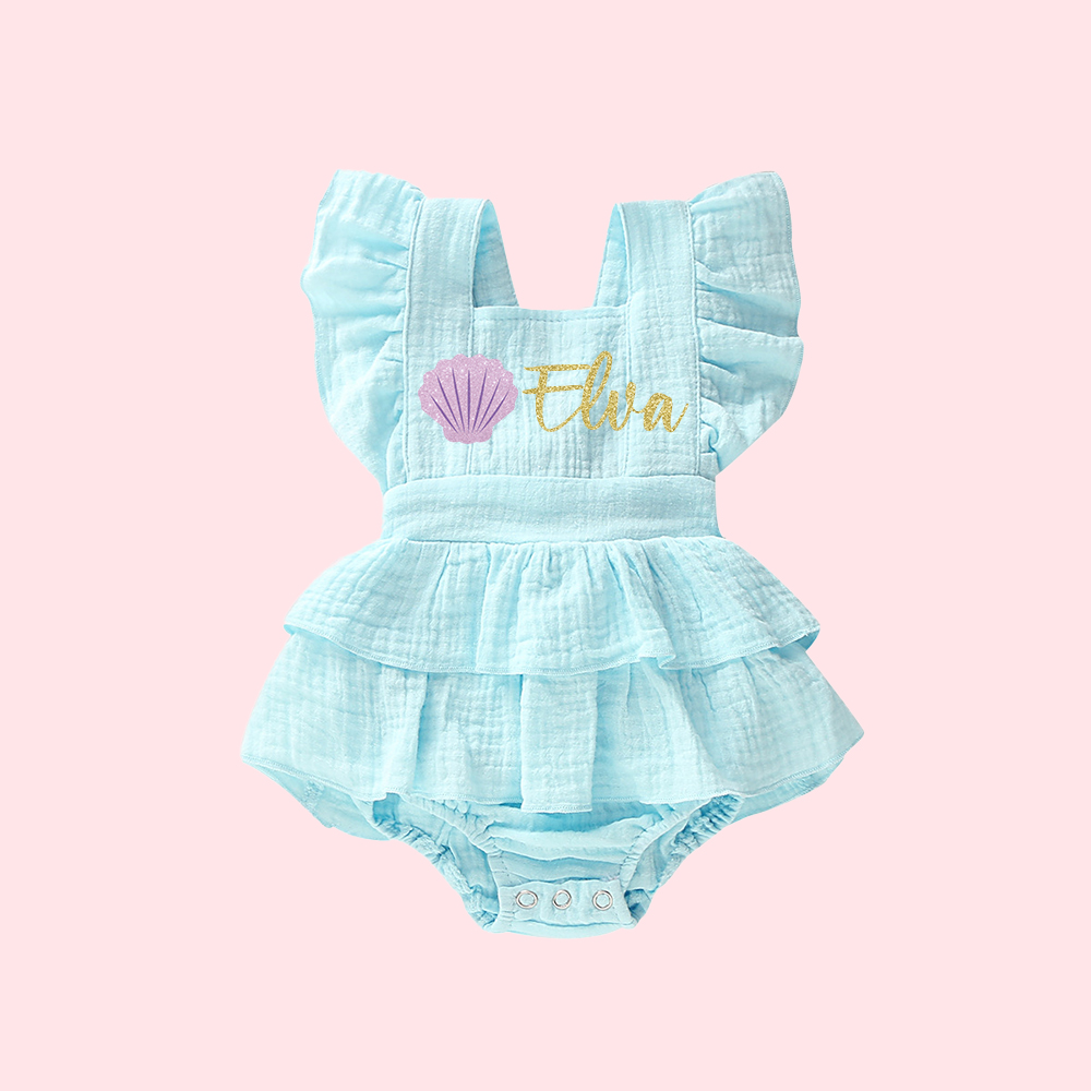 Personalized Baby Girl Mermaid Birthday Ruffle Romper| BBCloth92