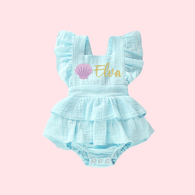 Personalized Baby Girl Mermaid Birthday Ruffle Romper| BBCloth92