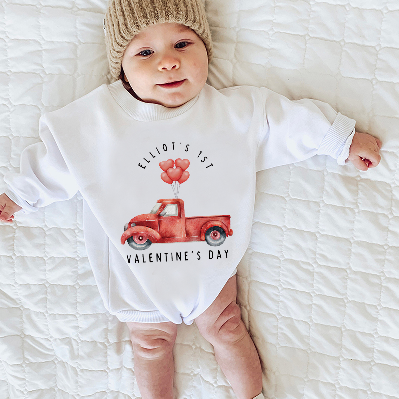 Personalized Baby First Valentines Day Sweatshirt Romper| YESVa04