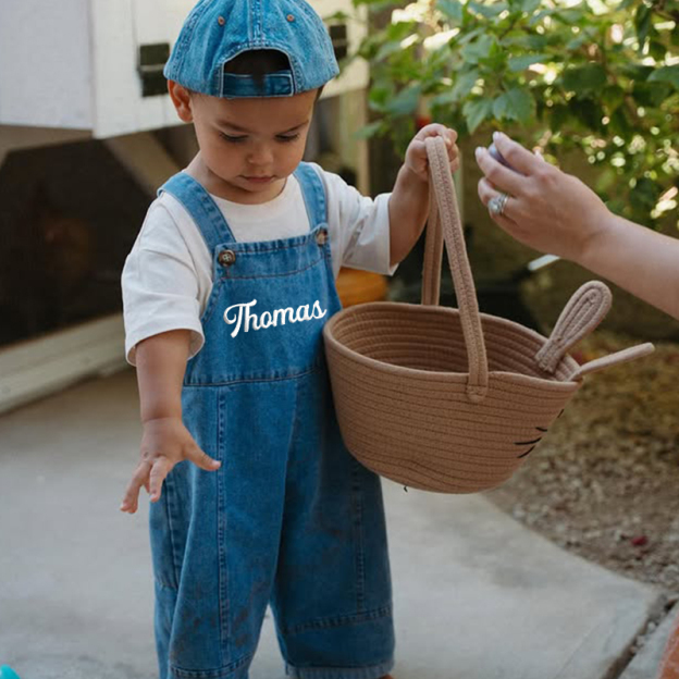 Personalized Kids Embroidered Oversized Denim Loose Overalls| Pants20