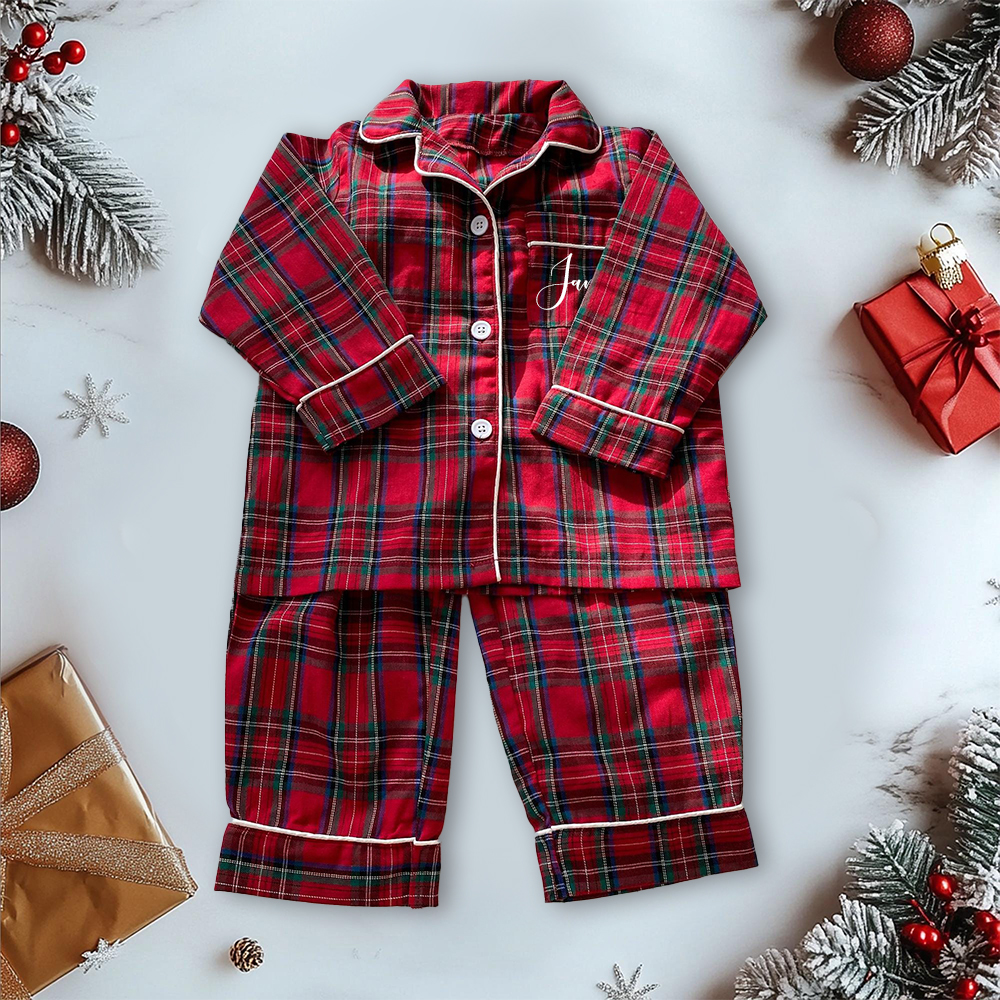 Personalized Kids Siblings Matching Plaid Pajamas| YESMC31